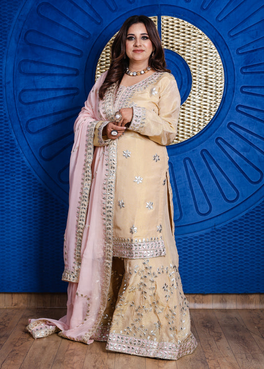 Naqsh Rosé Radiance – Embroidered Sharara Suit