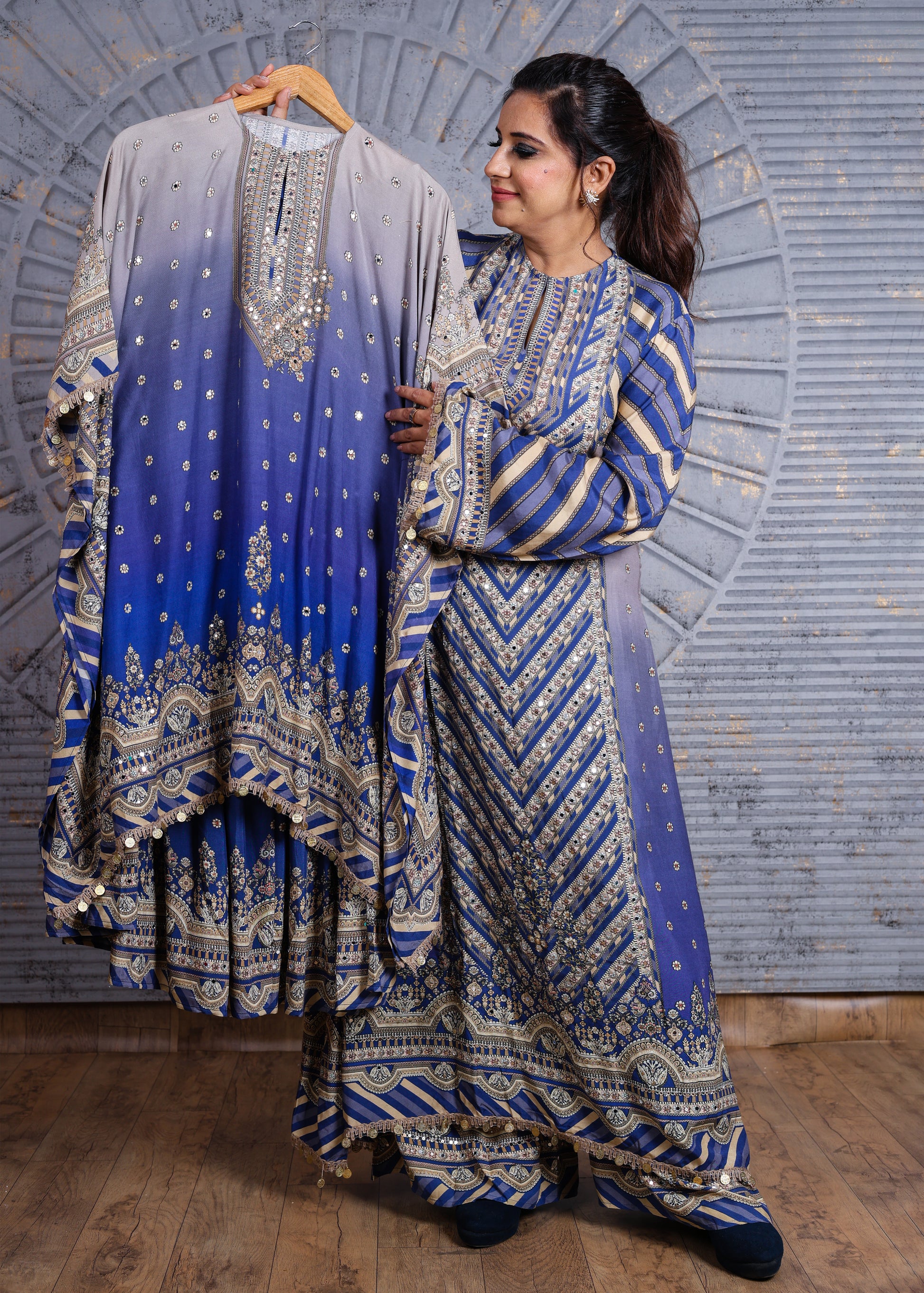 Naqsh Royal Radiance – Blue & Silver Embroidered Suit Set (Image)