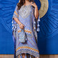 Naqsh Tassel Kaftan with Mirror Work & Potli